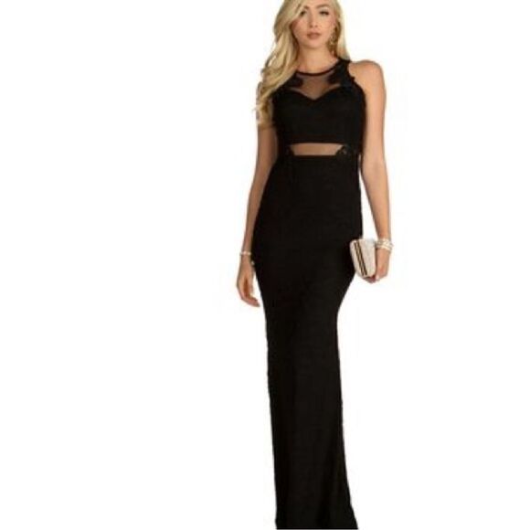 Windsors black Lace mesh cut out mermaid gown Prom dress - Picture 1 of 12